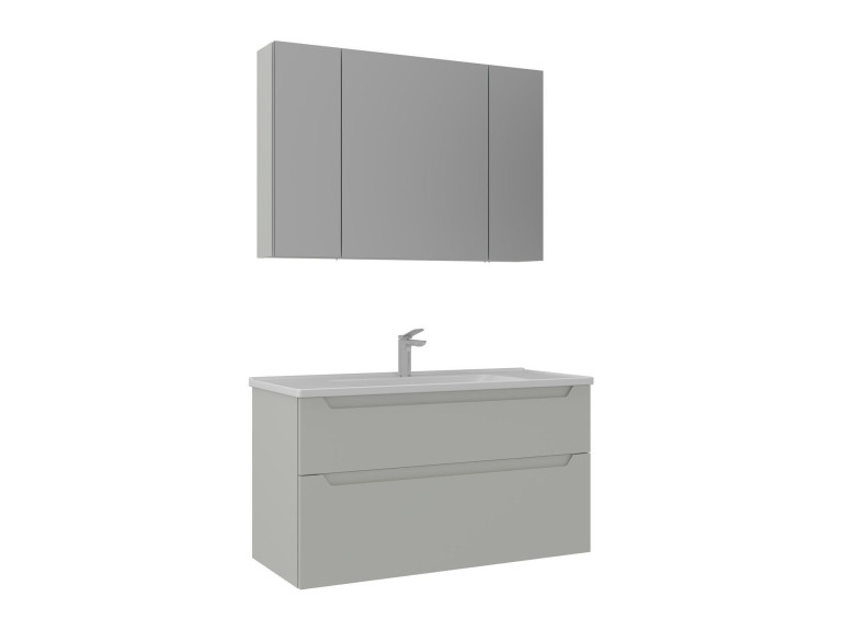 Ensemble Meuble Vasque avec Miroir (2 Pièces) "Messina 100 v2" - 100 x 45 x 55 cm - Matte Cashmere