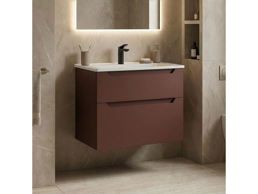 Meuble Vasque "Messina 65 v2" - 65 x 45 x 55 cm - Matte Red