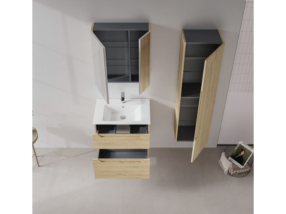 Meuble Vasque "Messina 65 v2" - 65 x 45 x 55 cm - Oak