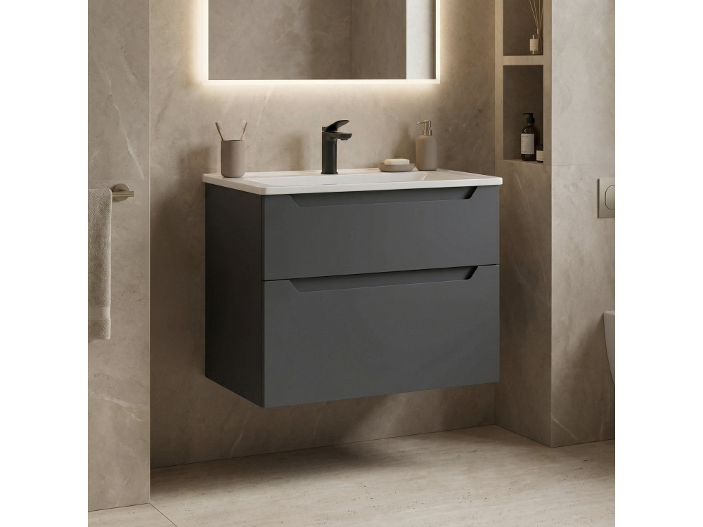 Meuble Vasque "Messina 65 v2" - 65 x 45 x 55 cm - Matte Anthracite