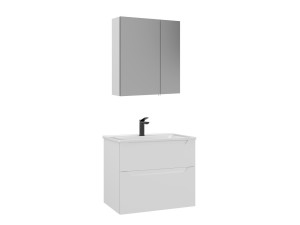 Ensemble Meuble Vasque avec Miroir (2 Pièces) "Messina 65 v2" - 65 x 45 x 55 cm - Matte White