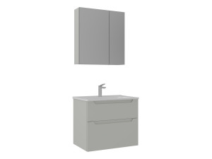 Ensemble Meuble Vasque avec Miroir (2 Pièces) "Messina 65 v2" - 65 x 45 x 55 cm - Matte Cashmere