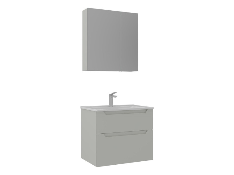 Ensemble Meuble Vasque avec Miroir (2 Pièces) "Messina 65 v2" - 65 x 45 x 55 cm - Matte Cashmere