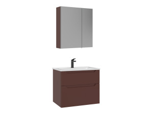 Ensemble Meuble Vasque avec Miroir (2 Pièces) "Messina 65 v2" - 65 x 45 x 55 cm - Matte Red