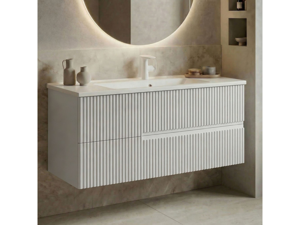 Meuble Vasque "Moonlight 120" - 121 x 51 x 51 cm - Matte White