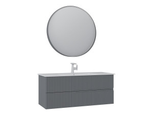 Ensemble Meuble Vasque avec Miroir (2 Pièces) "Moonlight 120 v2" - 121 x 51 x 51 cm - Matte Grey