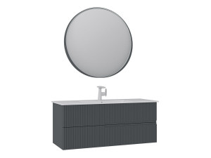 Ensemble Meuble Vasque avec Miroir (2 Pièces) "Moonlight 120 v2" - 121 x 51 x 51 cm - Matte Anthracite