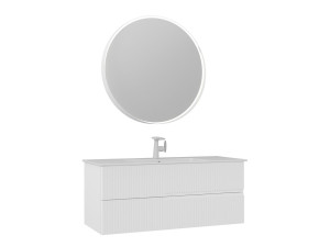 Ensemble Meuble Vasque avec Miroir (2 Pièces) "Moonlight 120 v2" - 121 x 51 x 51 cm - Matte White
