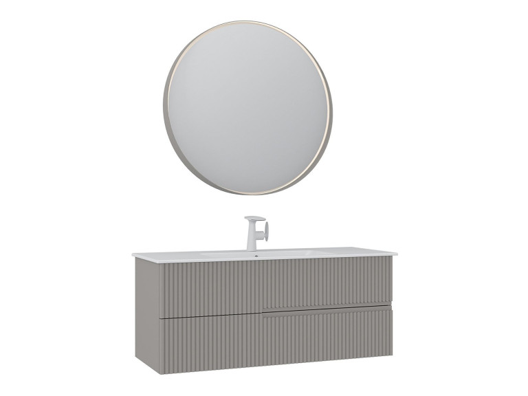 Ensemble Meuble Vasque avec Miroir (2 Pièces) "Moonlight 120 v2" - 121 x 51 x 51 cm - Matte Mink