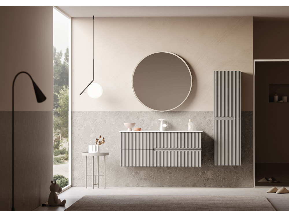 Ensemble Meuble Vasque avec Miroir (2 Pièces) "Moonlight 120 v2" - 121 x 51 x 51 cm - Matte Mink