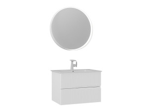 Ensemble Meuble Vasque avec Miroir (2 Pièces) "Moonlight 70 v2" - 71 x 51 x 51 cm - Matte White