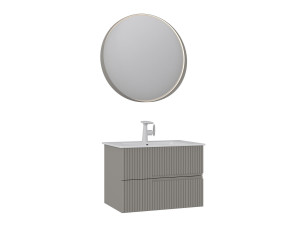 Ensemble Meuble Vasque avec Miroir (2 Pièces) "Moonlight 70 v2" - 71 x 51 x 51 cm - Matte Mink