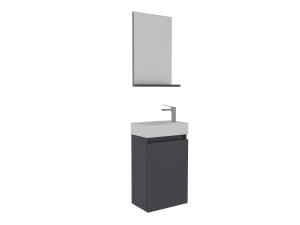 Ensemble Meuble Vasque avec Miroir (2 Pièces) "Conza 45" - 45 x 26 x 75 cm - Matte Anthracite