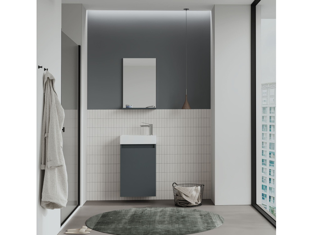 Ensemble Meuble Vasque avec Miroir (2 Pièces) "Conza 45" - 45 x 26 x 75 cm - Matte Anthracite