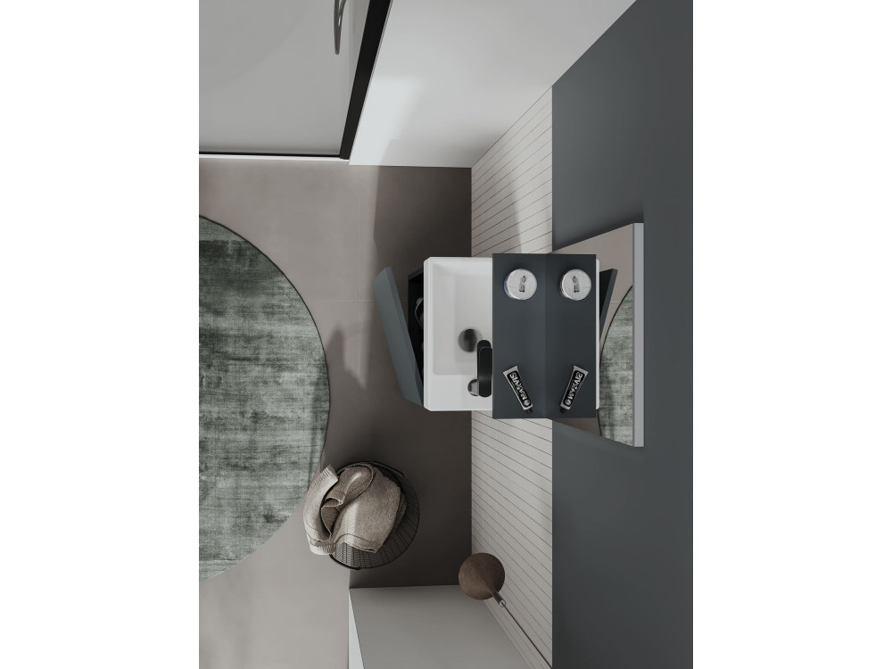Ensemble Meuble Vasque avec Miroir (2 Pièces) "Conza 45" - 45 x 26 x 75 cm - Matte Anthracite