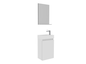Ensemble Meuble Vasque avec Miroir (2 Pièces) "Conza 45" - 45 x 26 x 75 cm - White