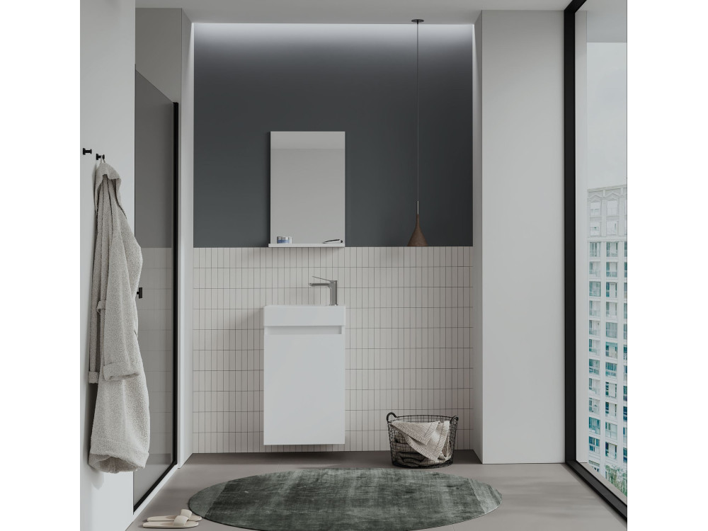Ensemble Meuble Vasque avec Miroir (2 Pièces) "Conza 45" - 45 x 26 x 75 cm - White