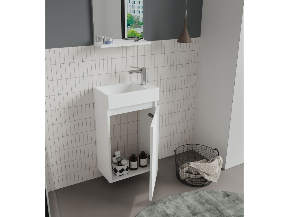 Ensemble Meuble Vasque avec Miroir (2 Pièces) "Conza 45" - 45 x 26 x 75 cm - White