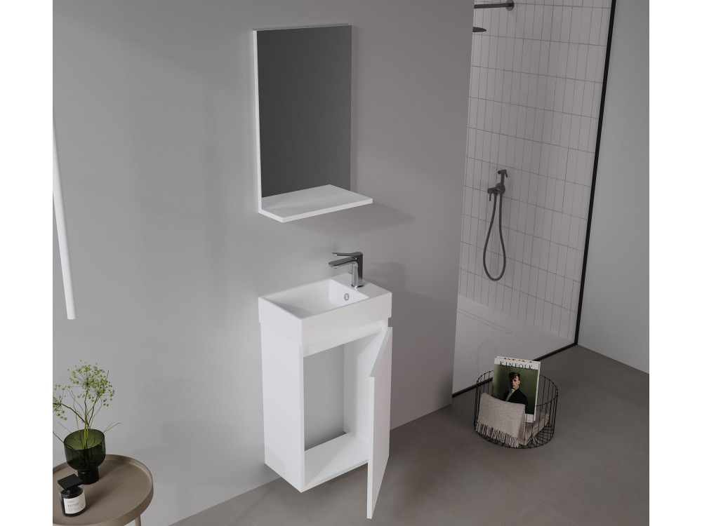 Ensemble Meuble Vasque avec Miroir (2 Pièces) "Conza 45" - 45 x 26 x 75 cm - White