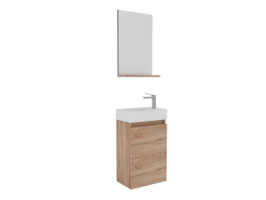 Ensemble Meuble Vasque avec Miroir (2 Pièces) "Conza 45" - 45 x 26 x 75 cm - Oak