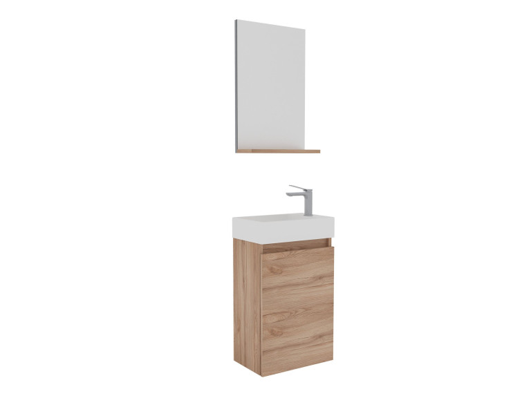 Ensemble Meuble Vasque avec Miroir (2 Pièces) "Conza 45" - 45 x 26 x 75 cm - Oak
