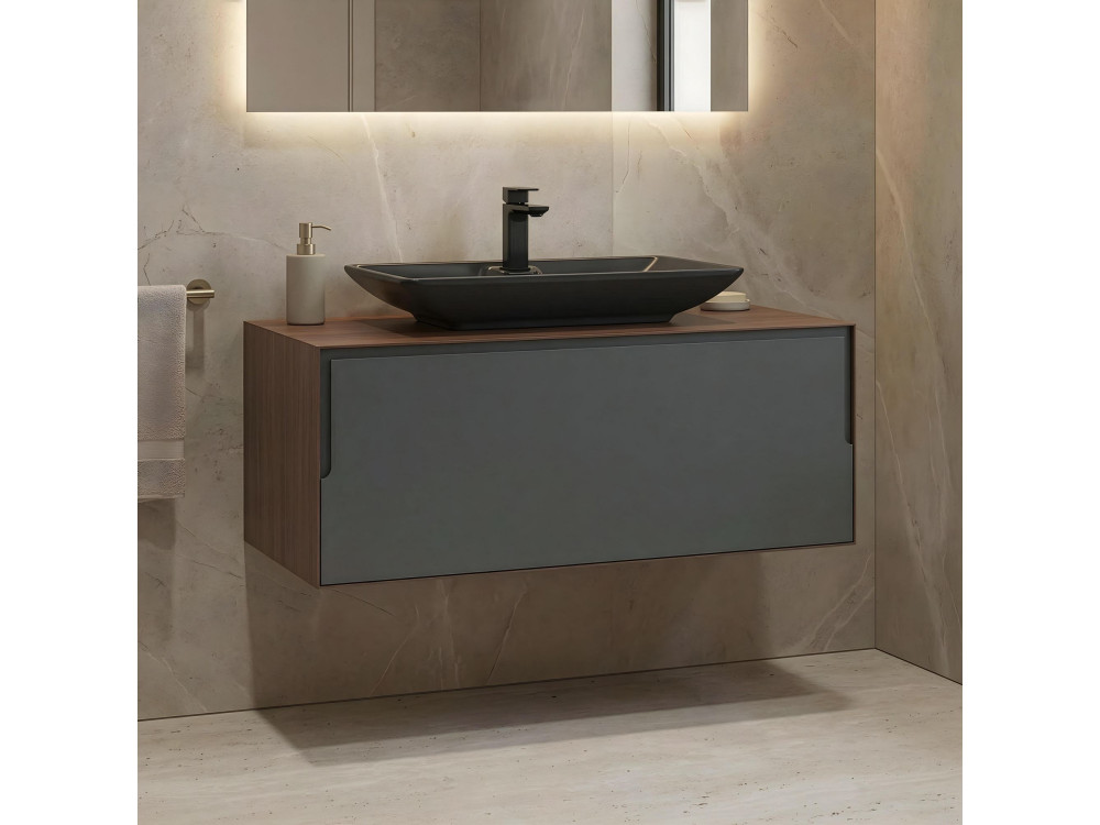Meuble Vasque "Craft 100" - 100 x 50 x 40 cm - Walnut / Anthracite