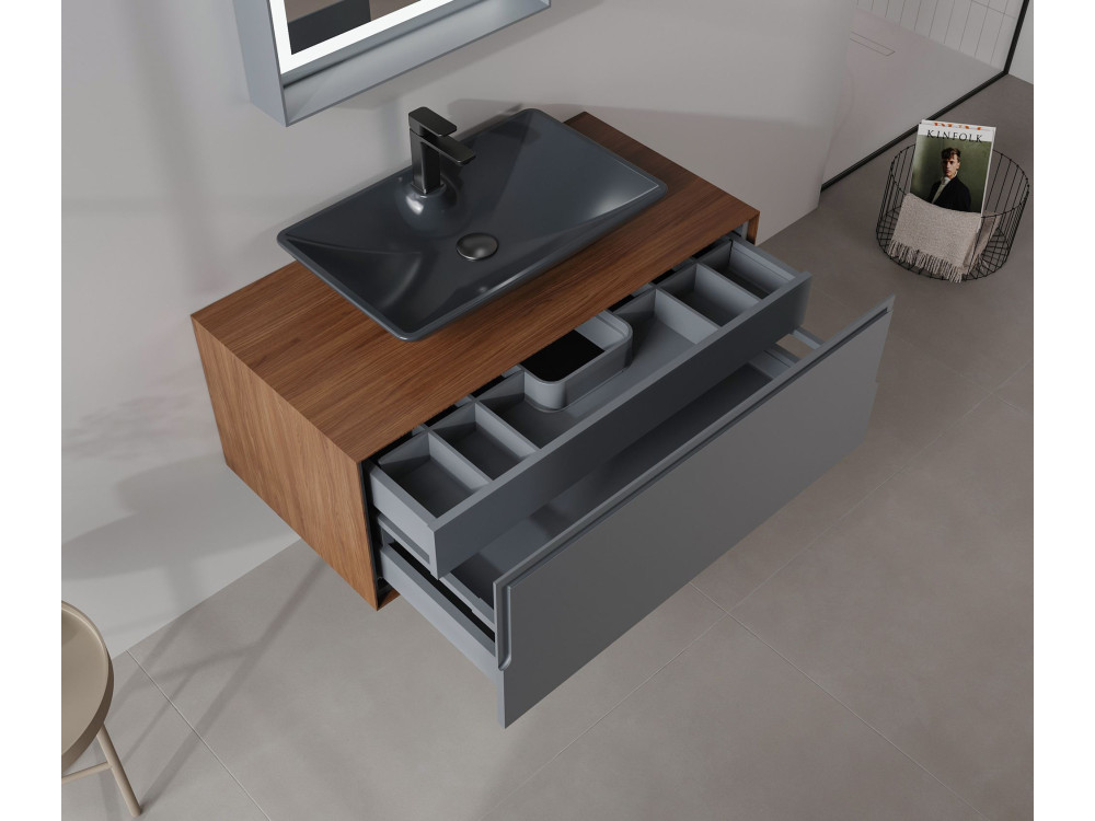 Meuble Vasque "Craft 100" - 100 x 50 x 40 cm - Walnut / Anthracite