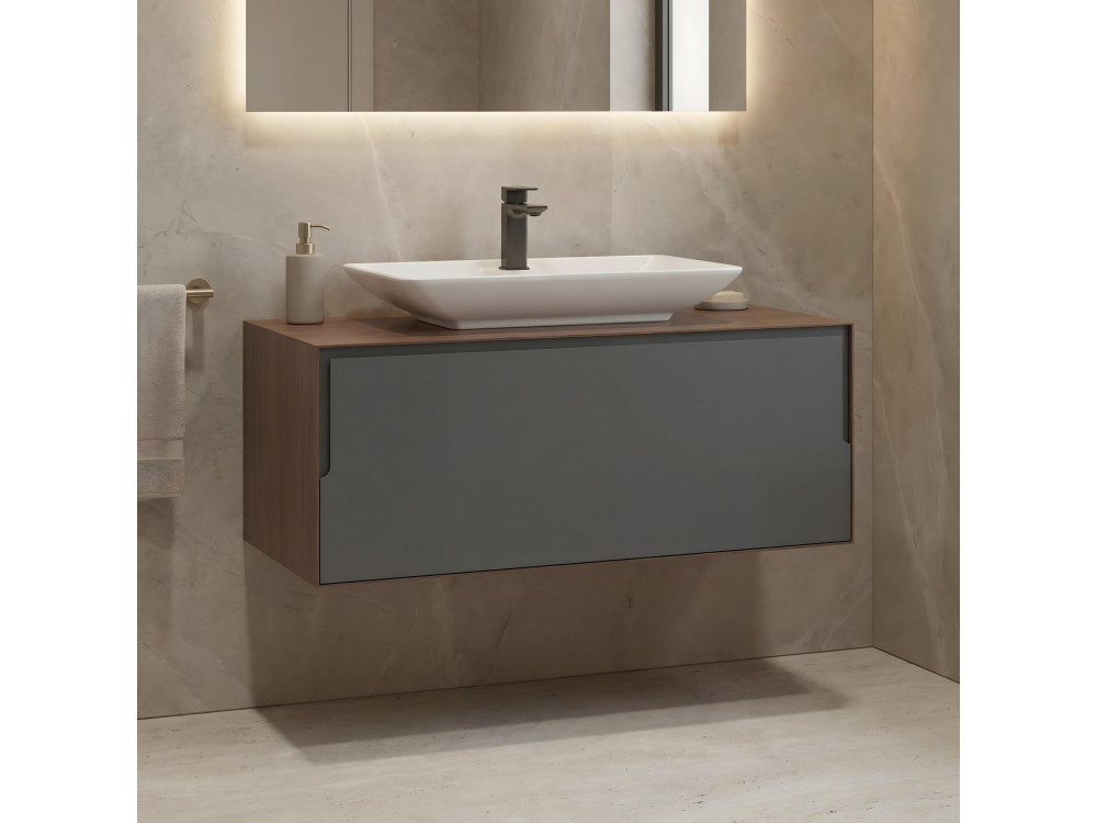 Meuble Vasque "Craft 100" - 100 x 50 x 40 cm - Walnut / Anthracite