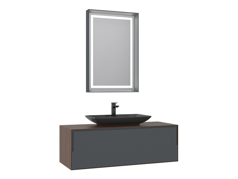 Ensemble Meuble Vasque avec Miroir (2 Pièces) "Craft 120" - 120 x 50 x 40 cm - Walnut / Anthracite