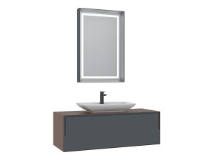 Ensemble Meuble Vasque avec Miroir (2 Pièces) "Craft 120" - 120 x 50 x 40 cm - Walnut / Anthracite / White