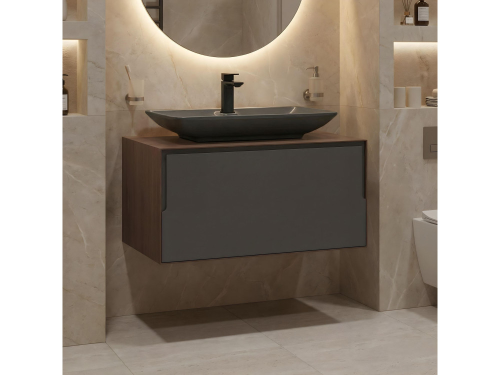 Meuble Vasque "Craft 80" - 80 x 50 x 40 cm - Walnut / Anthracite