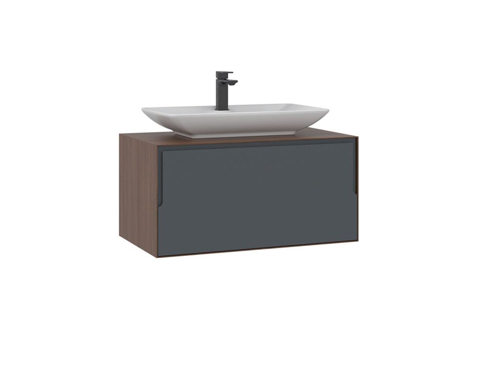 Meuble Vasque "Craft 80" - 80 x 50 x 40 cm - Walnut / Anthracite