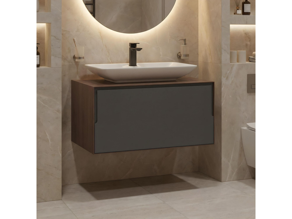 Meuble Vasque "Craft 80" - 80 x 50 x 40 cm - Walnut / Anthracite
