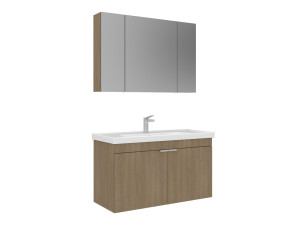 Ensemble Meuble Vasque avec Miroir (2 Pièces) "Desna 100" - 100 x 45 x 58 cm - Oak