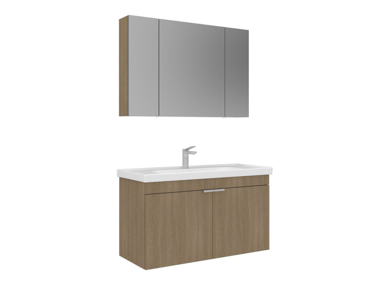 Ensemble Meuble Vasque avec Miroir (2 Pièces) "Desna 100" - 100 x 45 x 58 cm - Oak