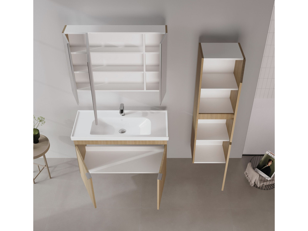 Ensemble Meuble Vasque avec Miroir (2 Pièces) "Desna 100" - 100 x 45 x 58 cm - Oak