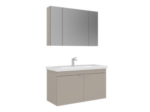 Ensemble Meuble Vasque avec Miroir (2 Pièces) "Desna 100" - 100 x 45 x 58 cm - Sand