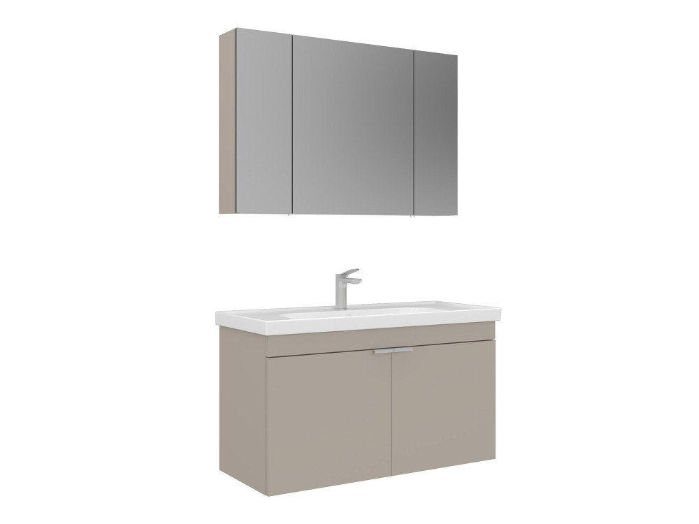 Ensemble Meuble Vasque avec Miroir (2 Pièces) "Desna 100" - 100 x 45 x 58 cm - Sand