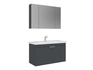Ensemble Meuble Vasque avec Miroir (2 Pièces) "Desna 100" - 100 x 45 x 58 cm - Matte Anthracite