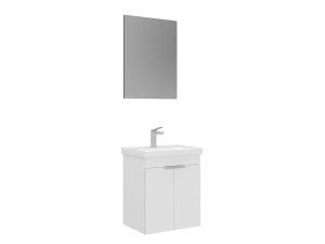 Ensemble Meuble Vasque avec Miroir (2 Pièces) "Desna 50" - 50 x 38 x 58 cm - Matte White