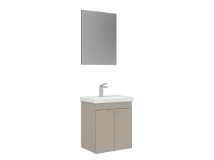 Ensemble Meuble Vasque avec Miroir (2 Pièces) "Desna 50" - 50 x 38 x 58 cm - Sand