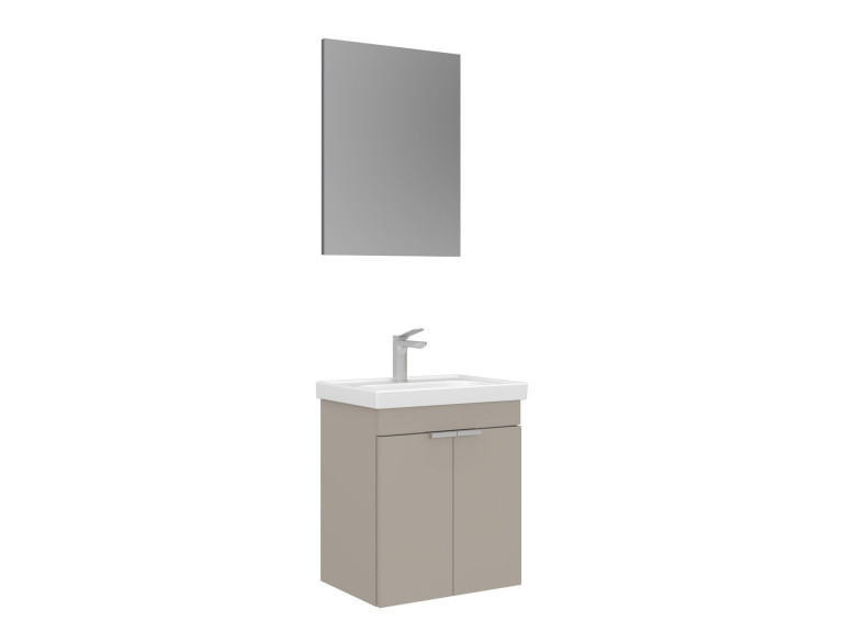 Ensemble Meuble Vasque avec Miroir (2 Pièces) "Desna 50" - 50 x 38 x 58 cm - Sand