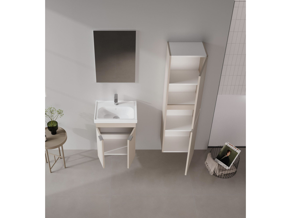 Ensemble Meuble Vasque avec Miroir (2 Pièces) "Desna 50" - 50 x 38 x 58 cm - Sand