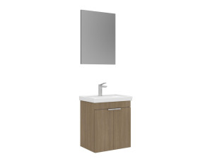 Ensemble Meuble Vasque avec Miroir (2 Pièces) "Desna 50" - 50 x 38 x 58 cm - Oak