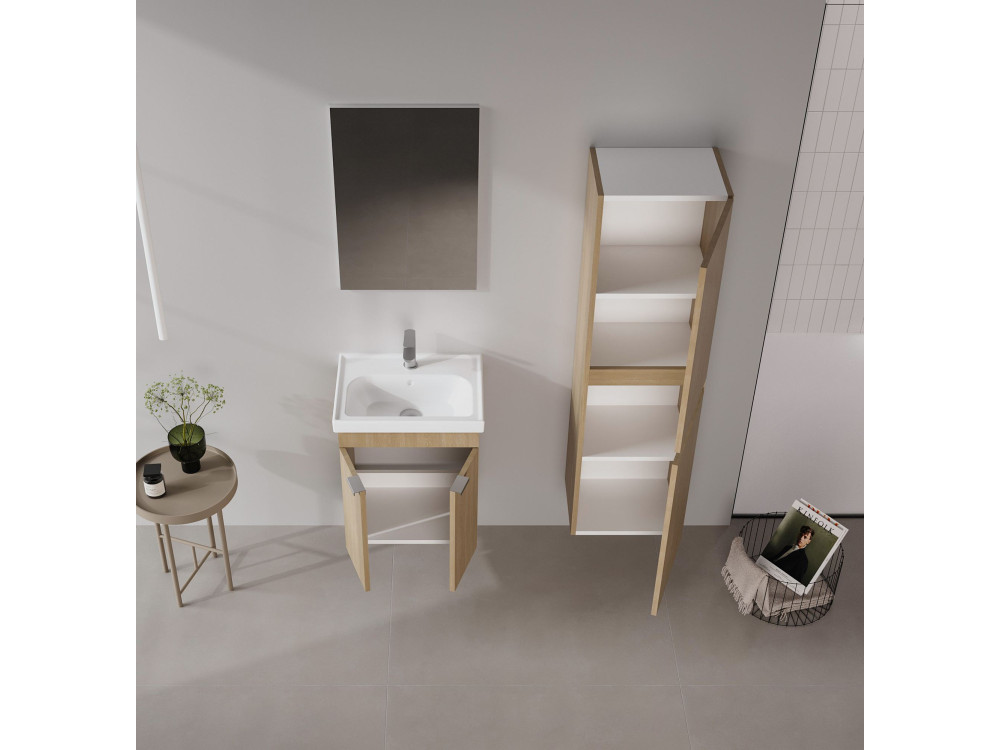 Ensemble Meuble Vasque avec Miroir (2 Pièces) "Desna 50" - 50 x 38 x 58 cm - Oak