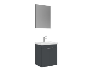 Ensemble Meuble Vasque avec Miroir (2 Pièces) "Desna 50" - 50 x 38 x 58 cm - Matte Anthracite