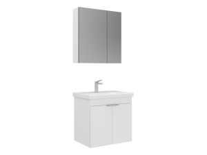 Ensemble Meuble Vasque avec Miroir (2 Pièces) "Desna 60" - 60 x 45 x 58 cm - Matte White