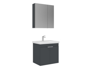 Ensemble Meuble Vasque avec Miroir (2 Pièces) "Desna 60" - 60 x 45 x 58 cm - Matte Anthracite