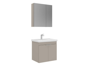 Ensemble Meuble Vasque avec Miroir (2 Pièces) "Desna 60" - 60 x 45 x 58 cm - Sand