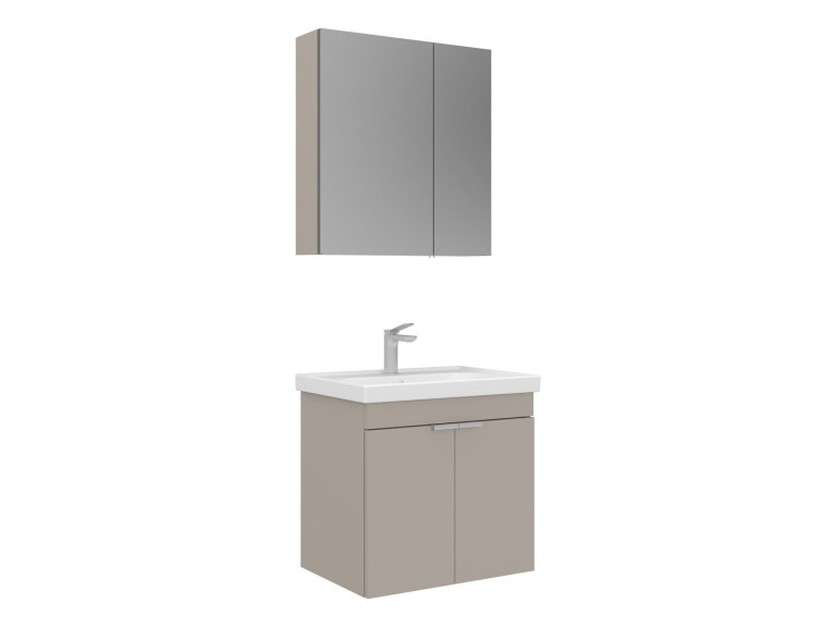 Ensemble Meuble Vasque avec Miroir (2 Pièces) "Desna 60" - 60 x 45 x 58 cm - Sand